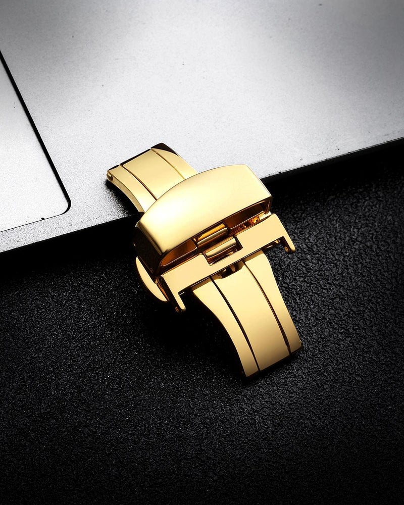 BINLUN Stainless Steel Deployment Clasp Replacement Watch Clasp Buckle for Leather Watch Bands Straps in Gold,Rose Gold,Silver,Black(12mm,14mm,16mm,18mm,20mm,22mm) - Image 3
